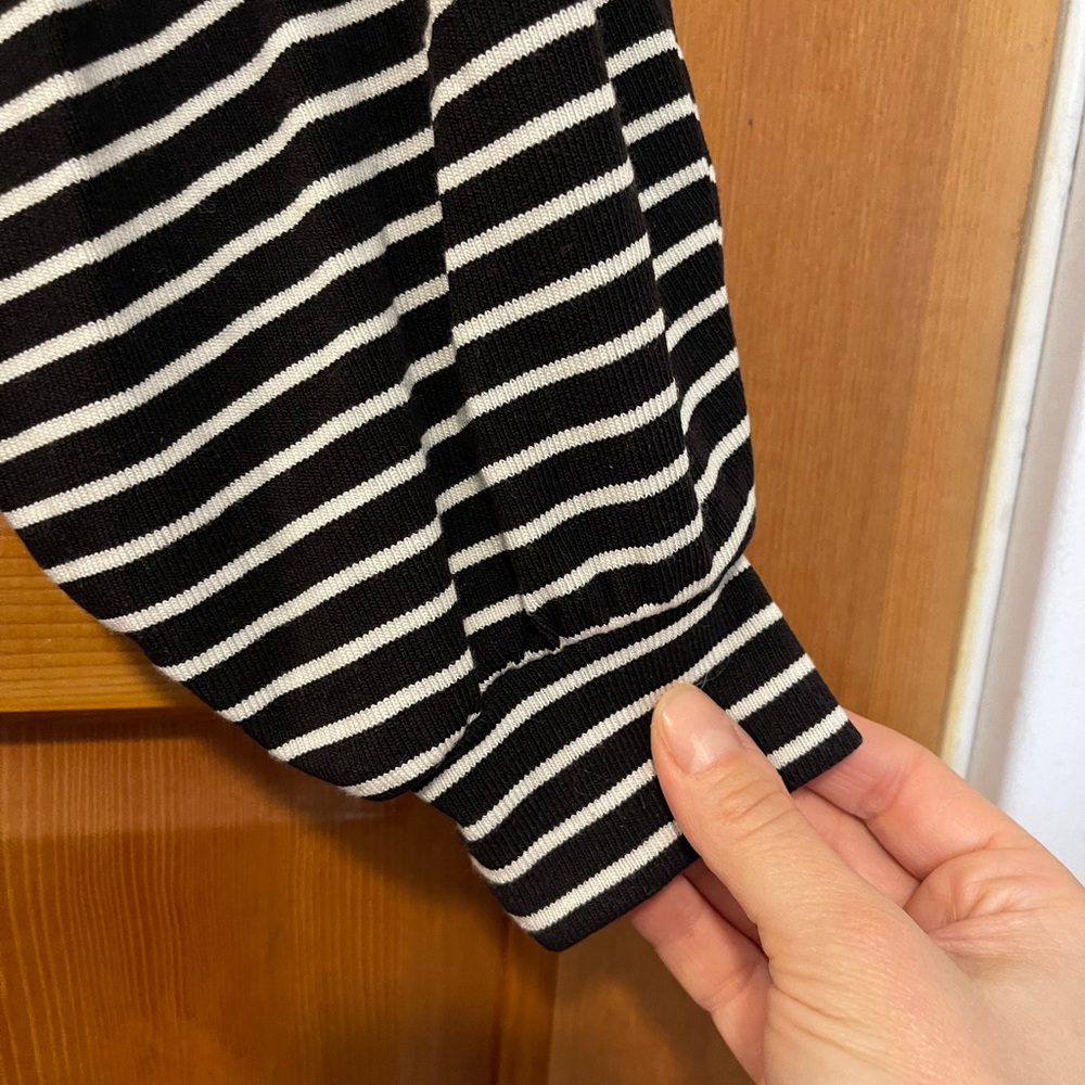 Reformation Jeans Striped Nadine Mock Neck Balloon Sleeve Dress - Picture 5 of 7